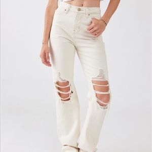 Urban Outfitters BDG High Waisted Distressed Jean in White